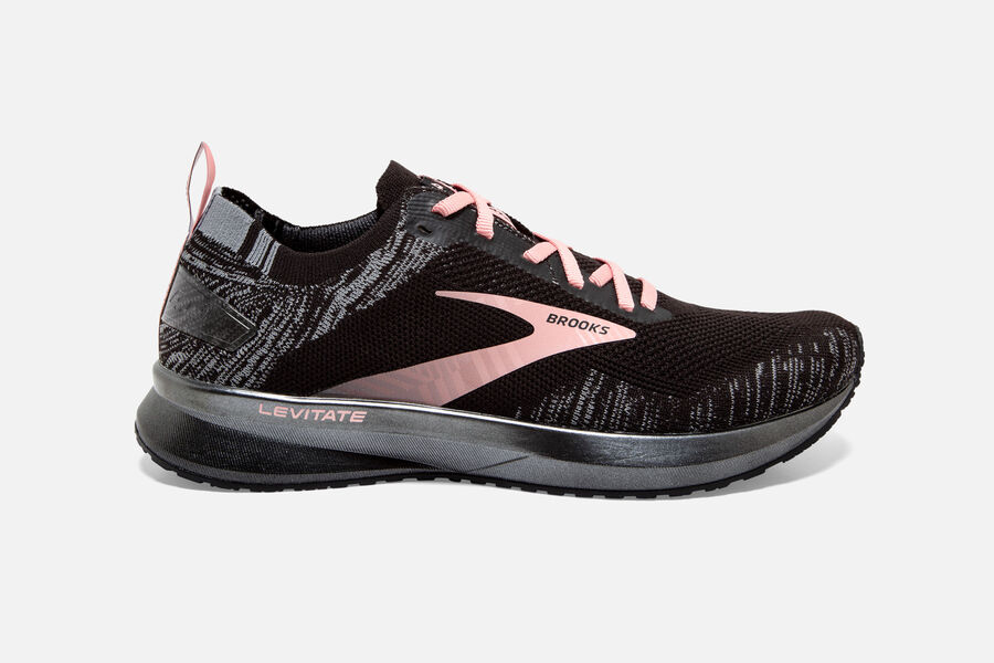 Brooks Levitate 4 Womens Australia - Road Running Shoes - Black/Grey/Coral (041-HJGFC)